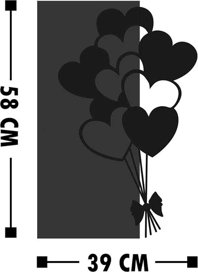 Dekor muri Hearby, dru pis natyral, metal i zi, 39x3x58cm