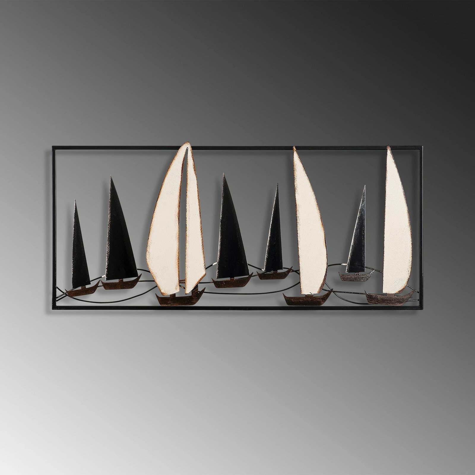 Aksesor dekorativ metalik për mur, Wallity, Yelkenli, shumëngjyrësh, 40x91x5cm