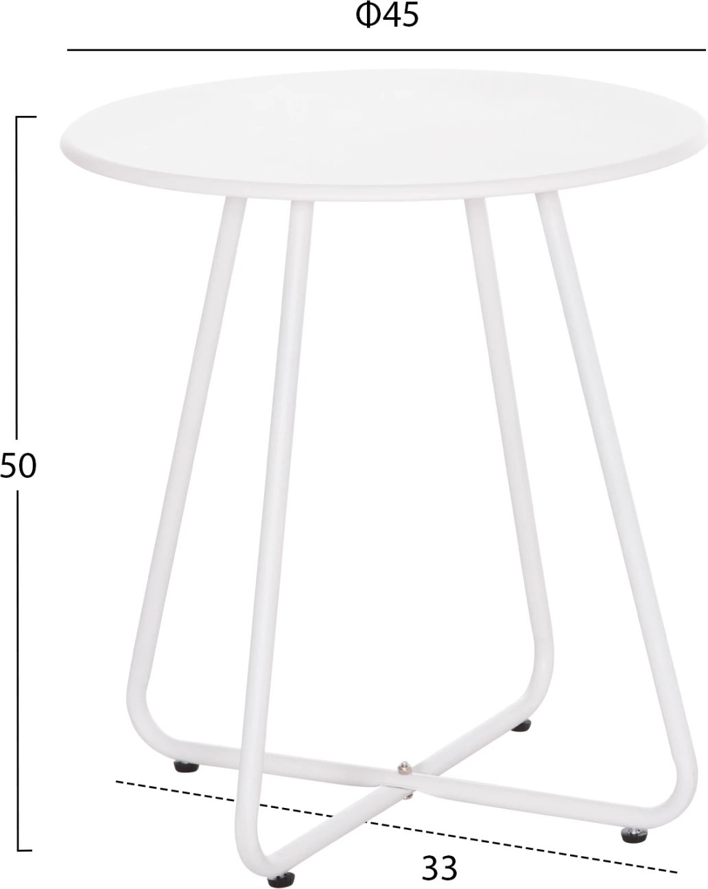 Tavolinë anësore e rrumbullakët SAMMON FH6271.02 metalike, ngjyrë e bardhë, Φ45x50Hcm
