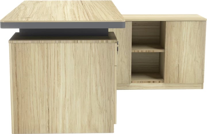 Tavolinë profesionale Lotus me kënd të djathtë, ngjyrë natyrale-antracit, 200x160x76cm