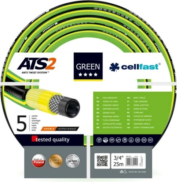 Zorrë kopshti Cellfast 15-120, 25m, 3/4", 5 shtresa, e gjelbër