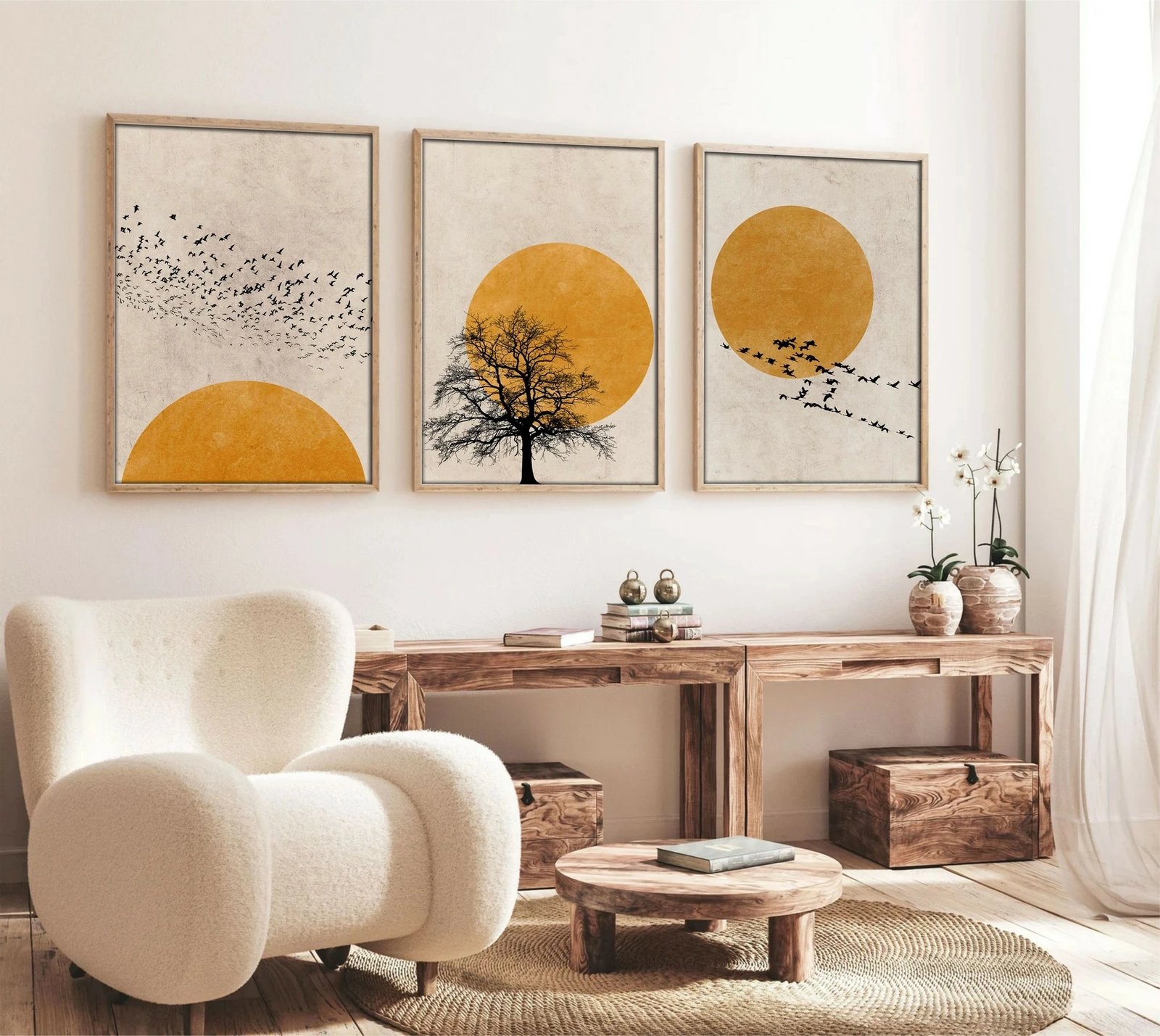 Pikturë dekorative me kornizë MDF (3 copë), Wallity, Huhu147, 50x70 cm