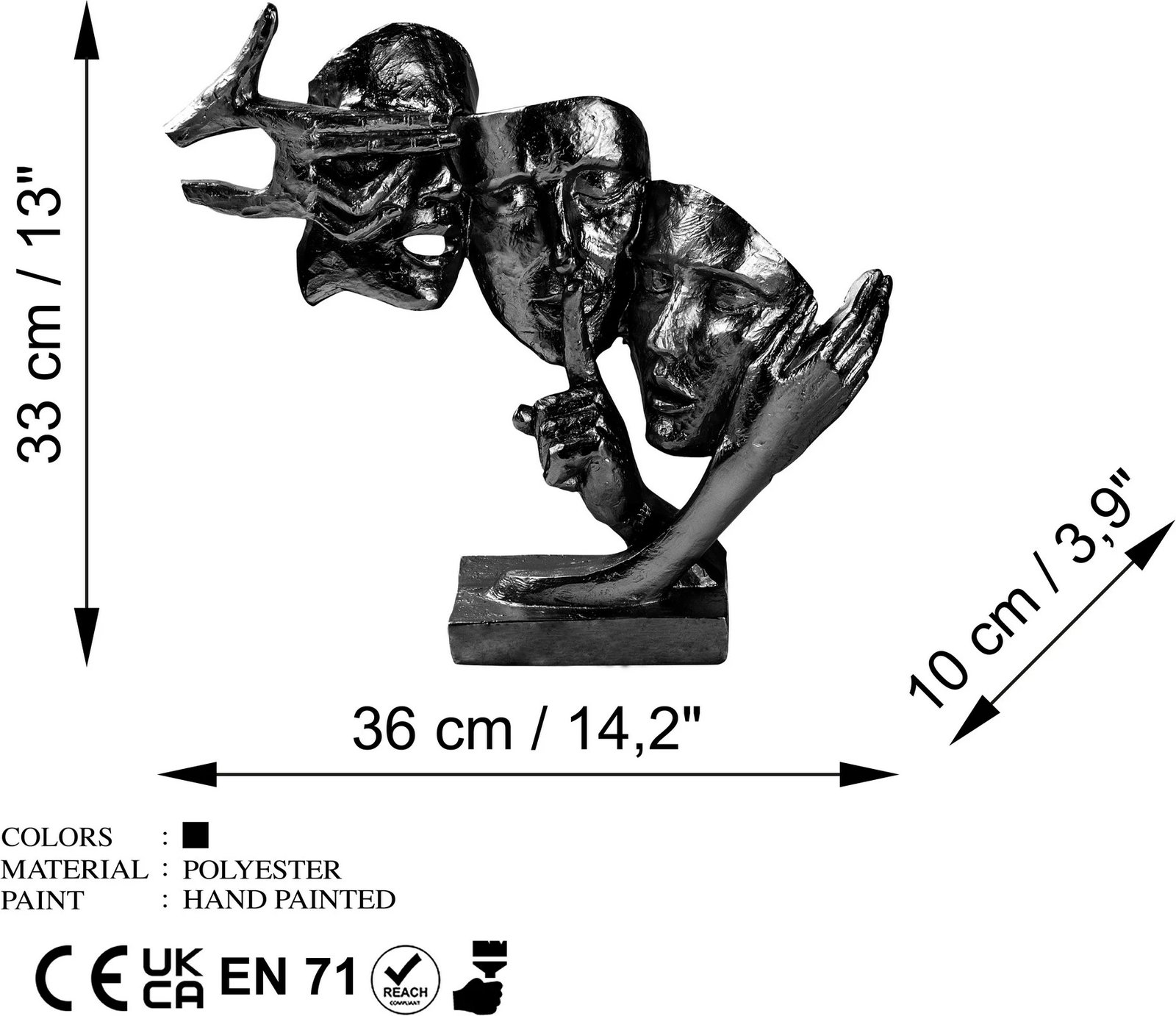 Objekt dekorativ Evila Originals, Yak-034-C, ngjyrë e zezë