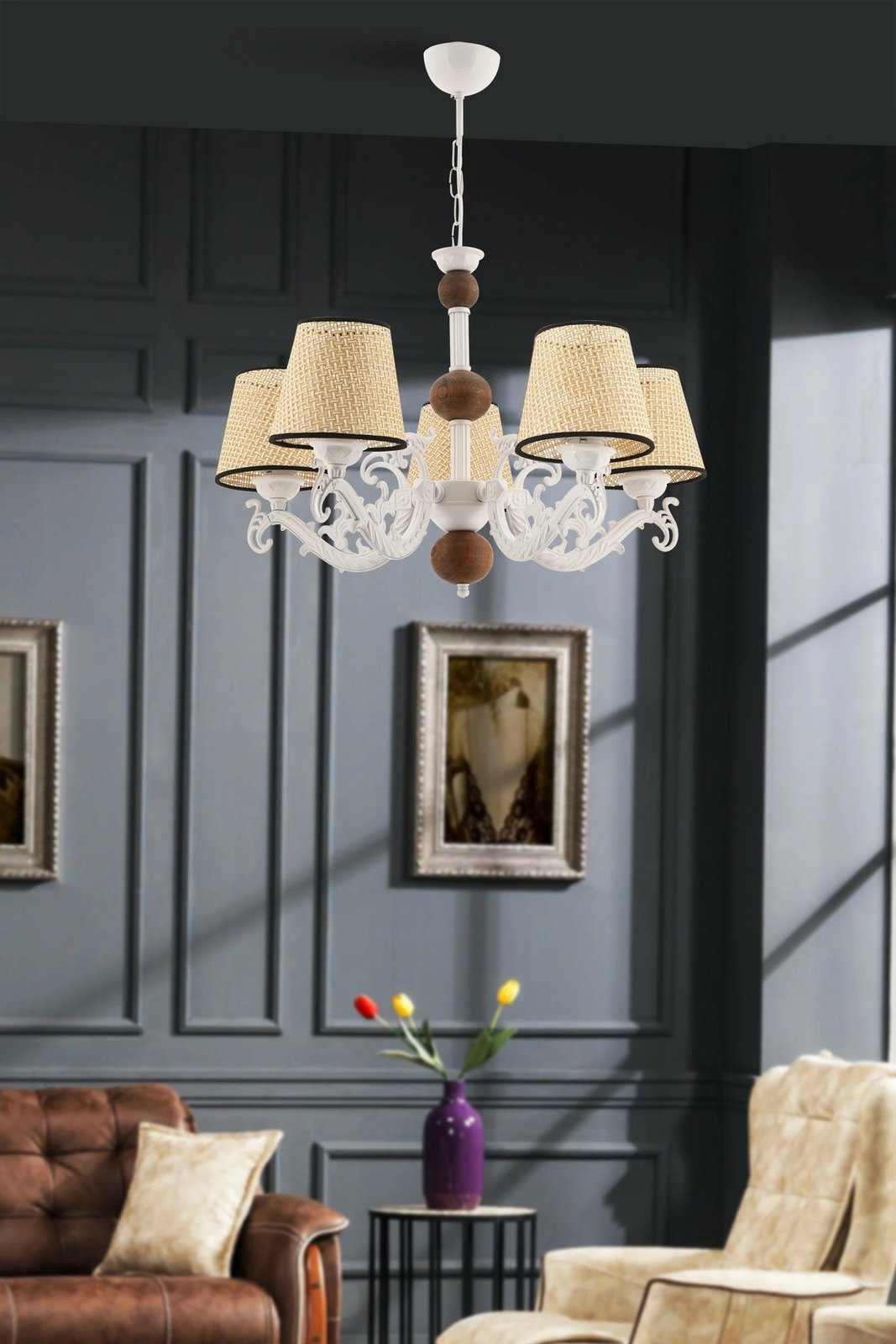 Llambë tavani Opviq Fiona, dru koral, e bardhë, krem