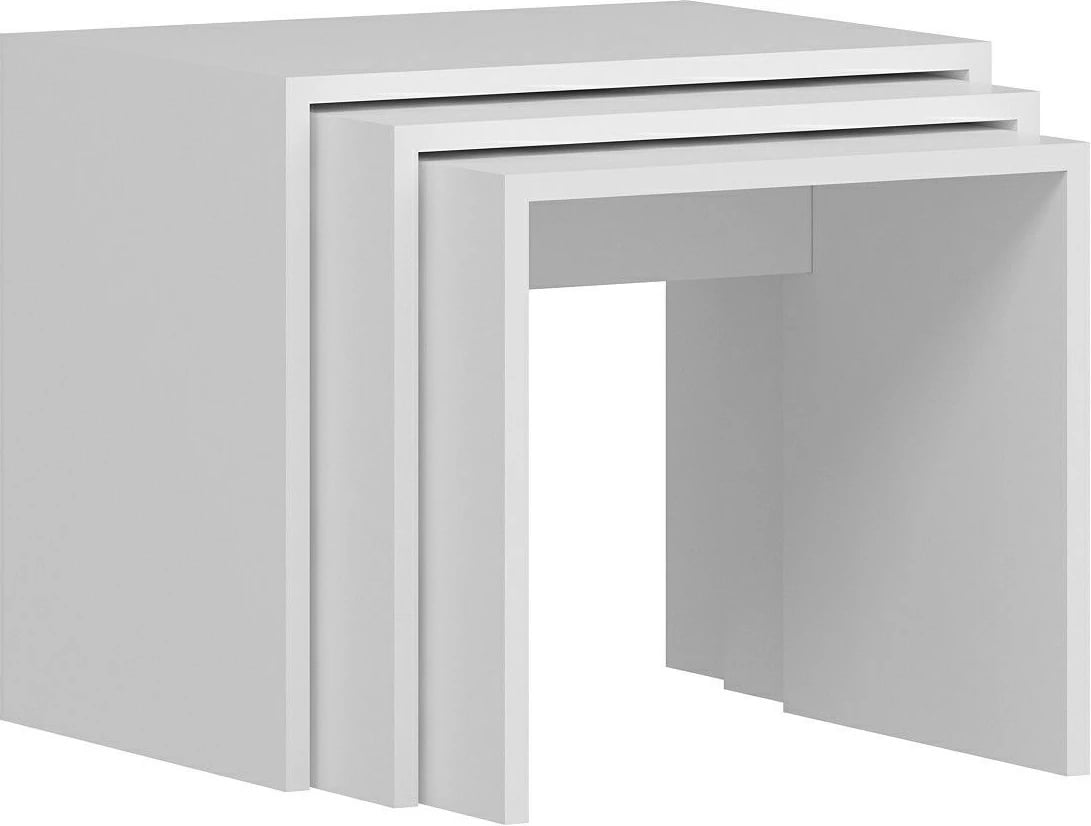 Set tavolinash ndihmëse të mbivendosura (3 copë), Skye Decor, Alya, ngjyrë e bardhë