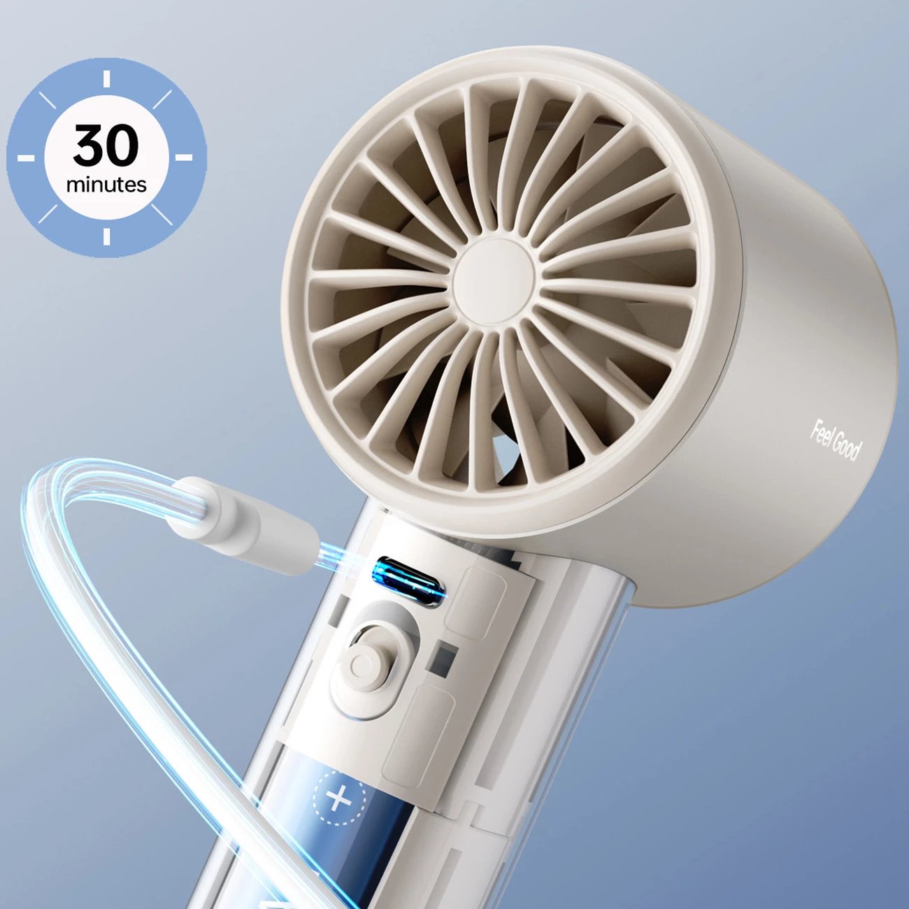 Ventilator dore Jisulife Pro1 S FA53PRO, 5000 mAh, USB-C, me ekran, Kafe e çelët