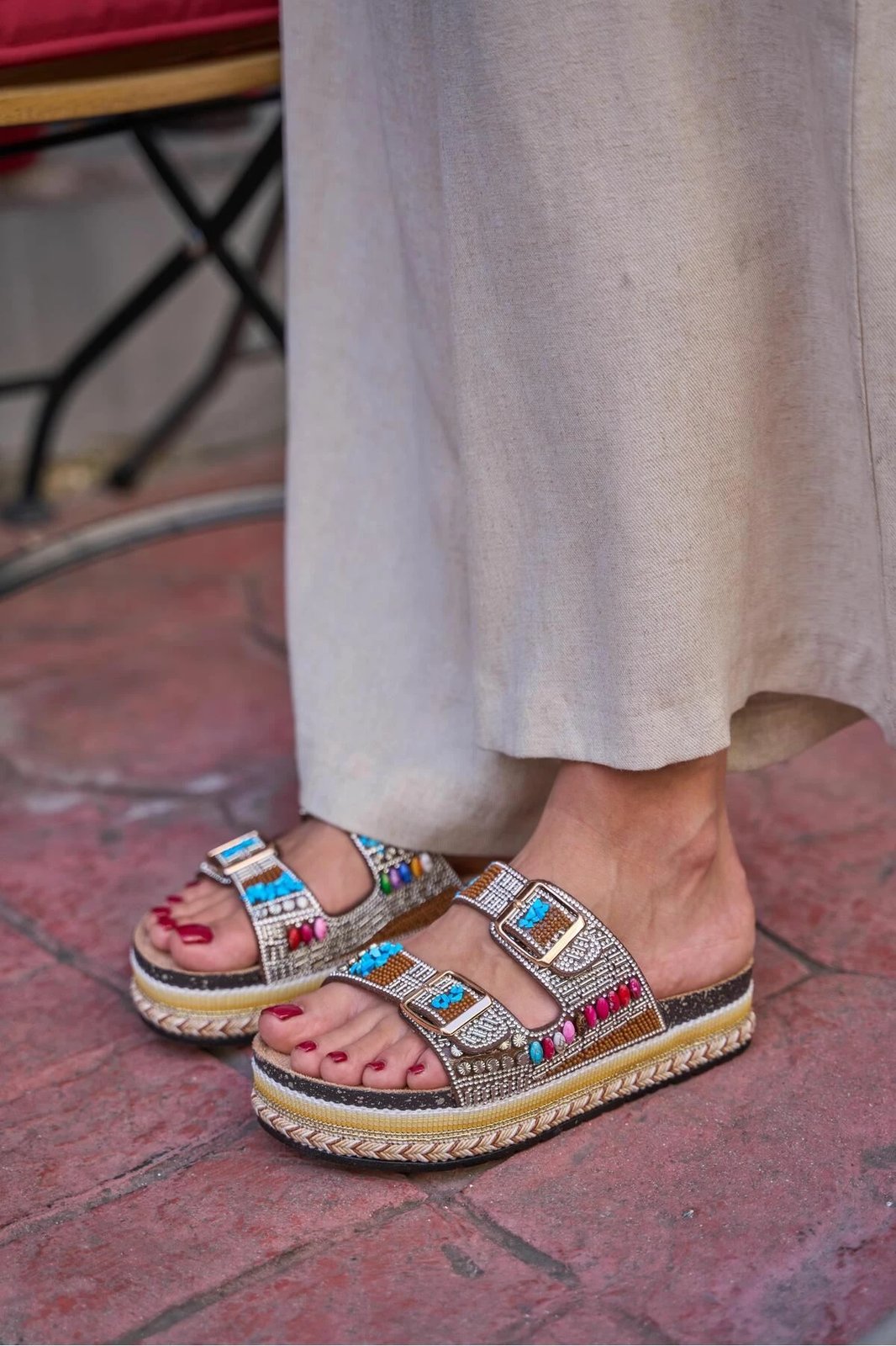 Pantofla për gra Jumeon, MK1340125YR20-001, ngjyrë tan