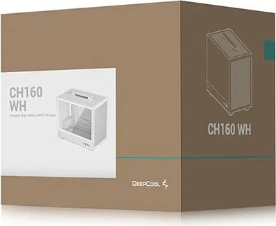 Kasë DeepCool CH160 WH, Mini-ITX, xham i temperuar, SFF, e bardhë