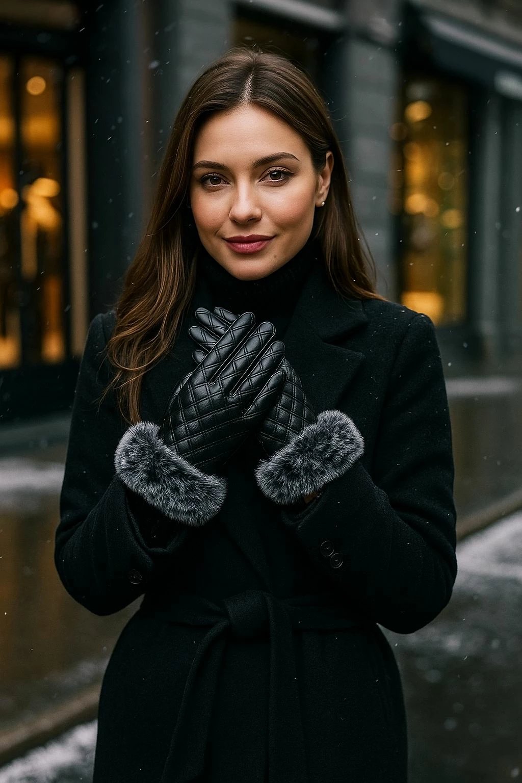 Doreza për gra, lëkurë PU, të zeza, Jumeon Eld12