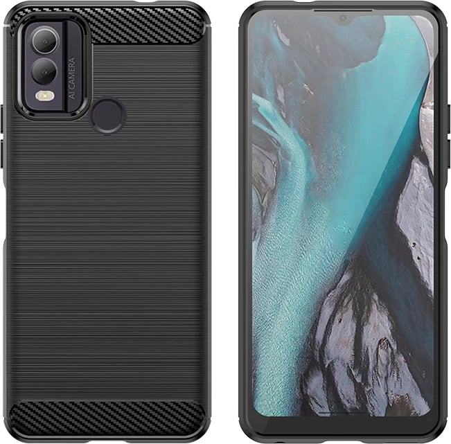 Mbështjellës silikoni Hurtel Carbon Case për Nokia C22, i zi