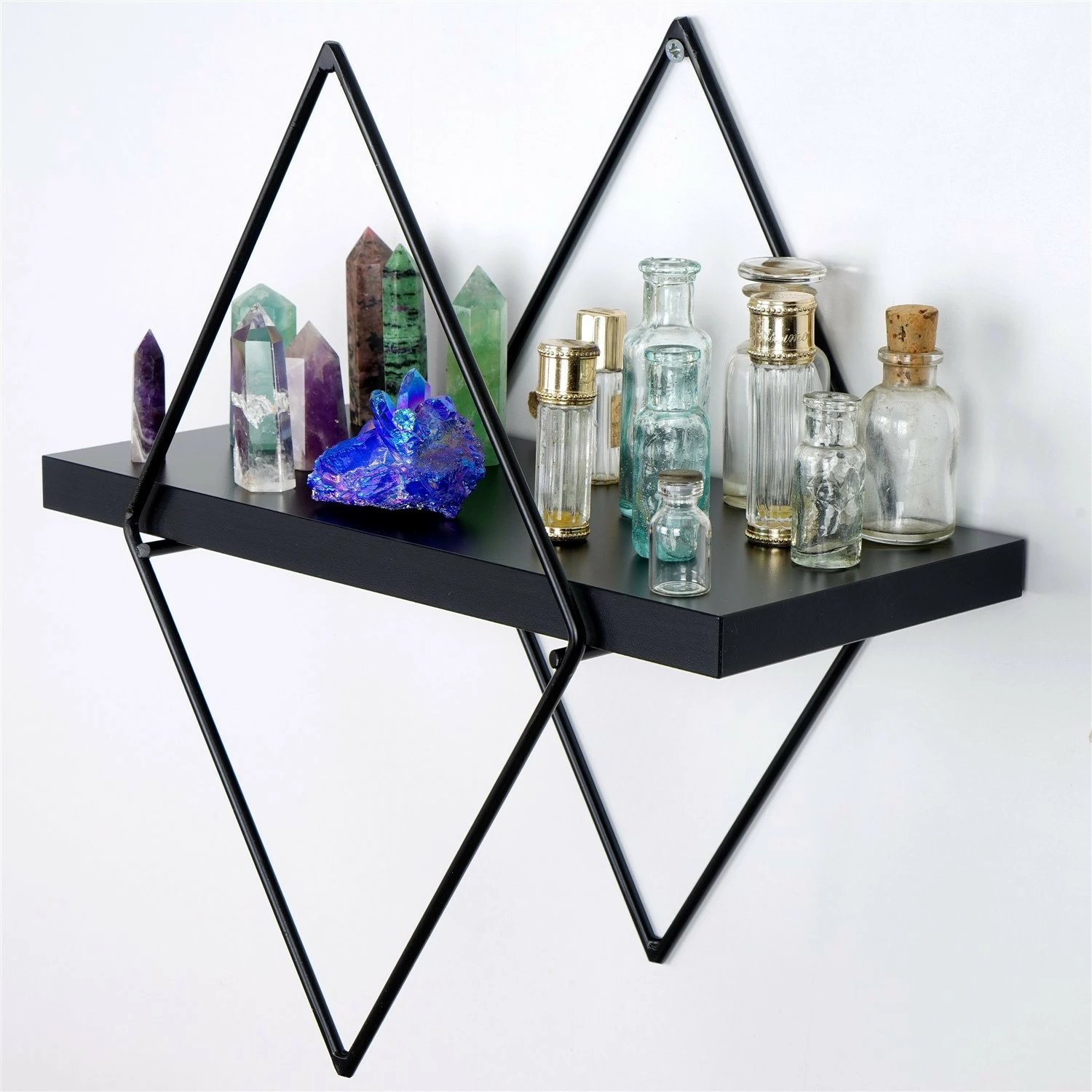 Raft dekorativ metalik për mur, Hanah Home, Wr058, 2 copë, ngjyrë e zezë