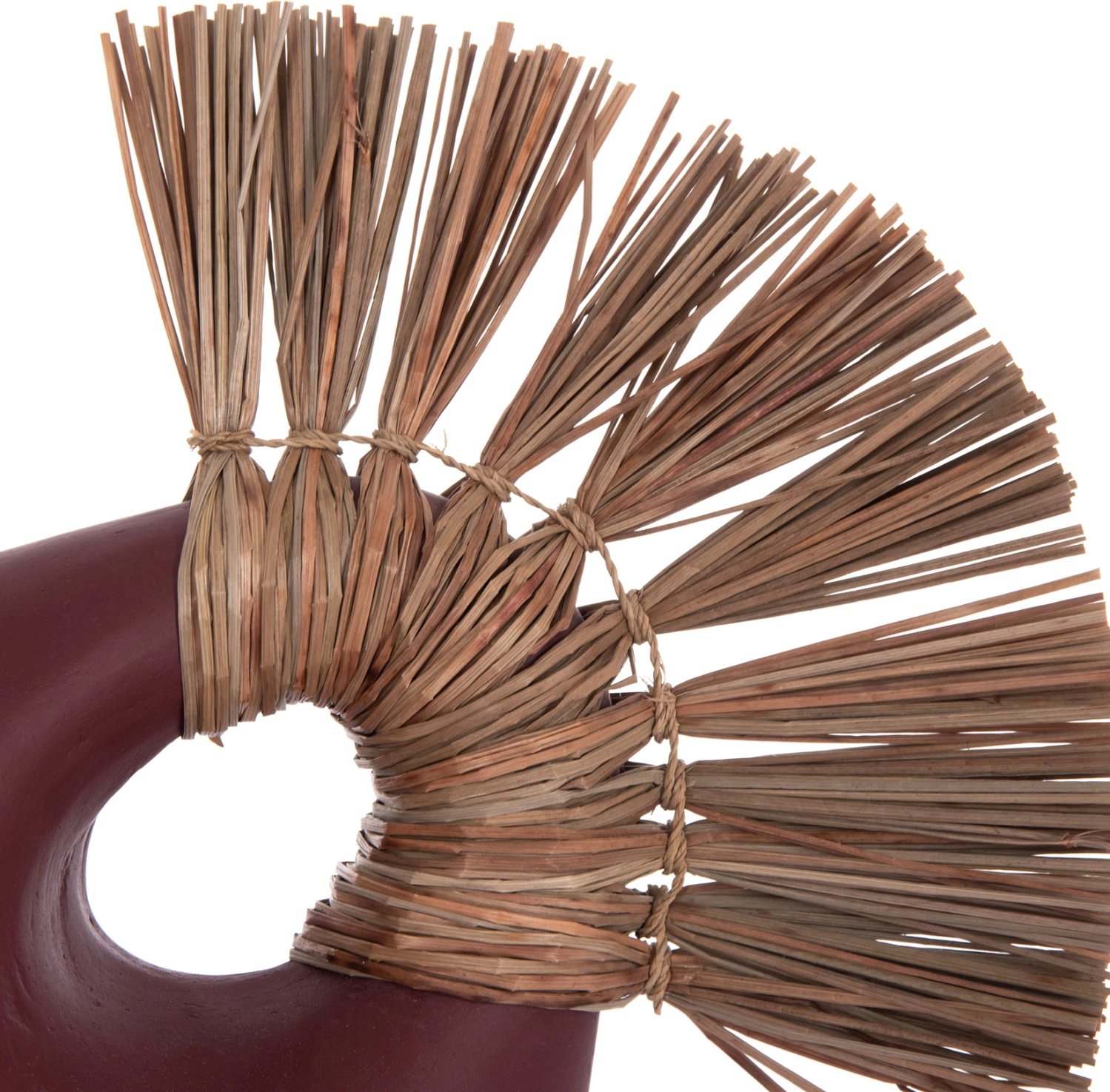 Vazo dekorative tavoline ALICA2, terrakotë, e kuqe maron, me bar të thatë, 44x18x50cm