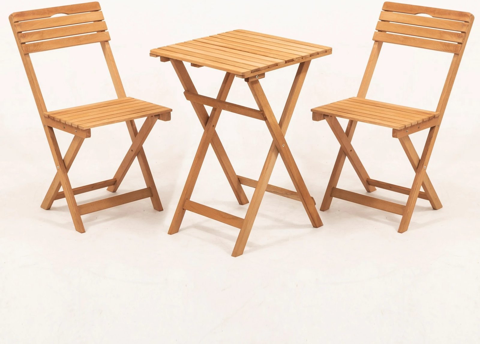 Set tavolinë me karrige për terasë, 3 pjesë, dru ahu, natyrale/krem, Hanah Home My001A