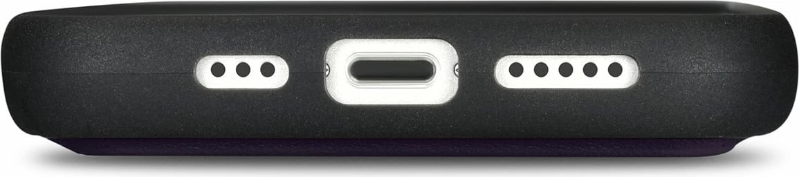 Mbështjellës iCarer Wallet Case 2in1 për iPhone 14 Pro, lëkurë natyrale, Anti-RFID, Vjollcë e errët