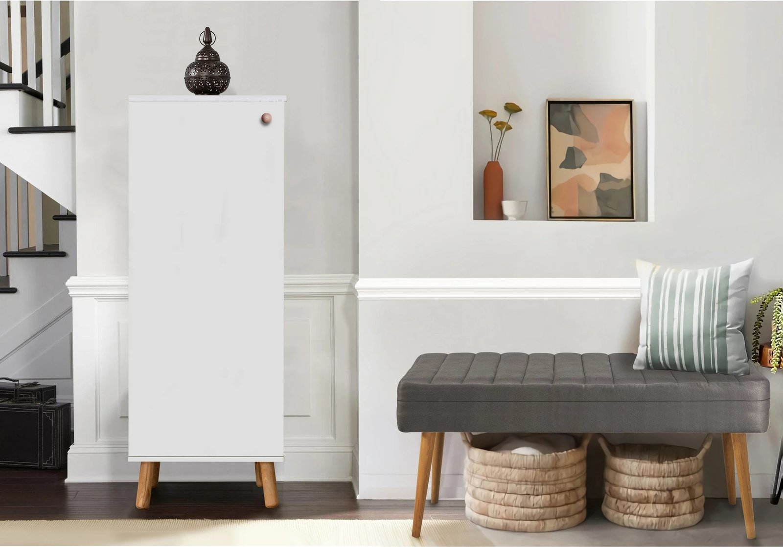 Set mobiljesh për korridor, ngjyrë e bardhë dhe gri, Skye Decor, 200-1501