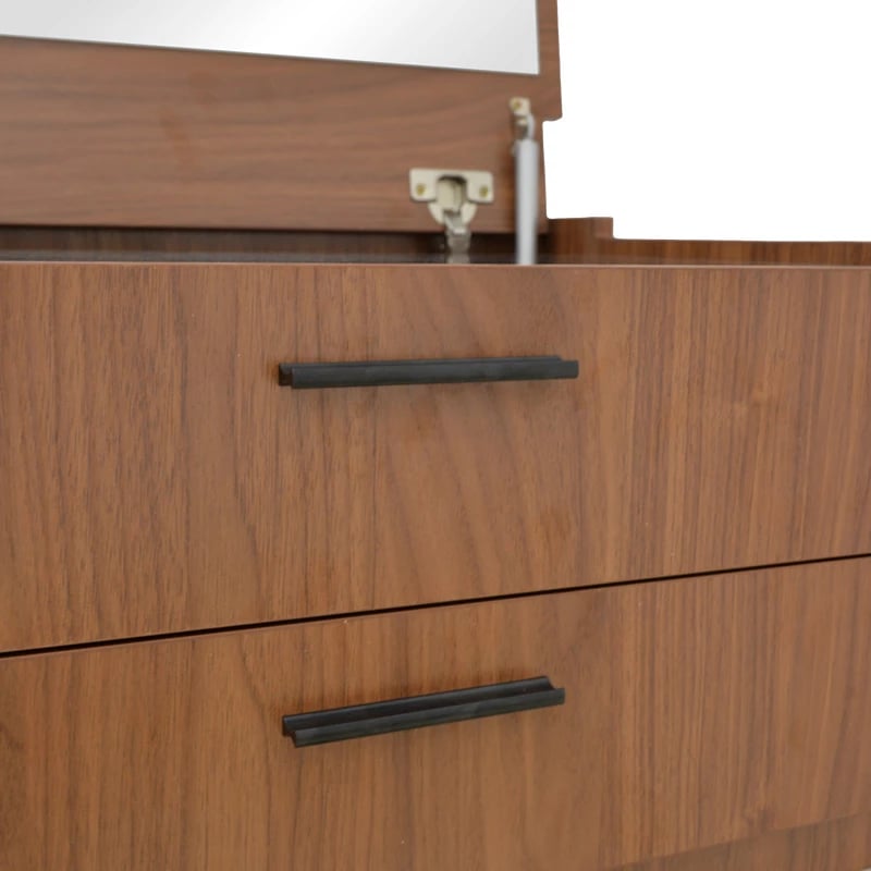 Tavolinë grimi Sonlen, ngjyrë arre-krem, 60x45x130cm, me pasqyrë dhe stol