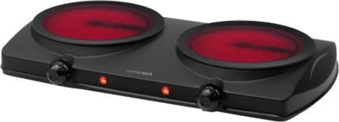 Shporet elektrik me dy pllaka, Concept VE3060, 2500 W, pllaka qeramike 19.2 cm, rregullim temperature, i zi