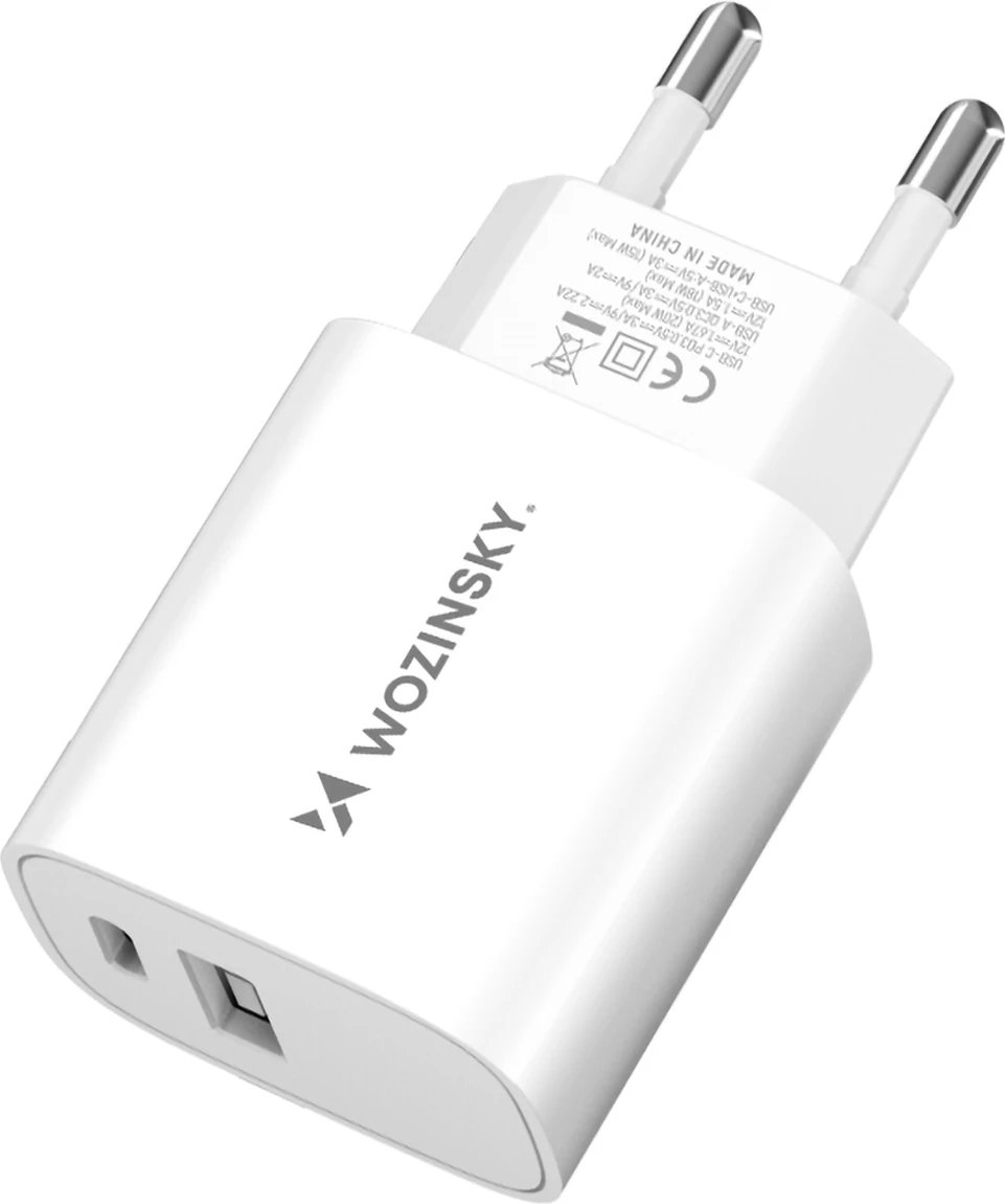 Karikues muri Wozinsky WGWCW, 20W, 2 porta USB-A/USB-C, i bardhë