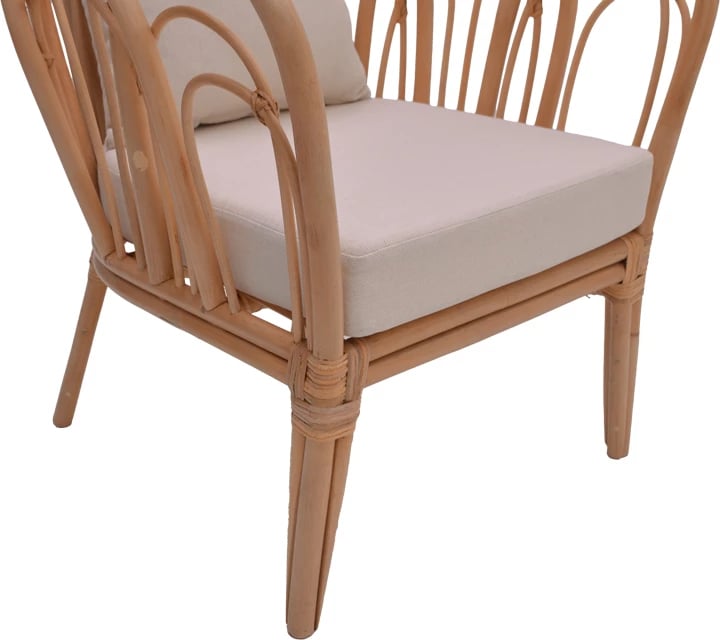 Karrige Tania ratan natyral-jastëk i bardhë 76x76x76cm