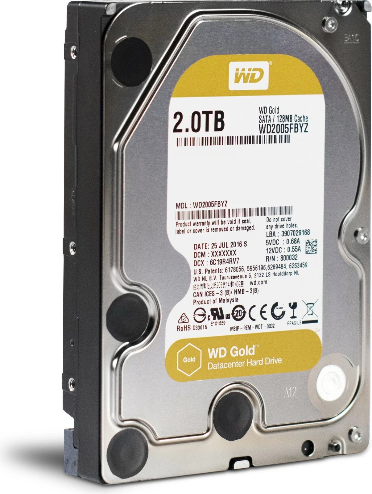 Hard Disk Western Digital Gold, 2 TB, 7200 RPM, 128 MB, 3.5", Serial ATA III