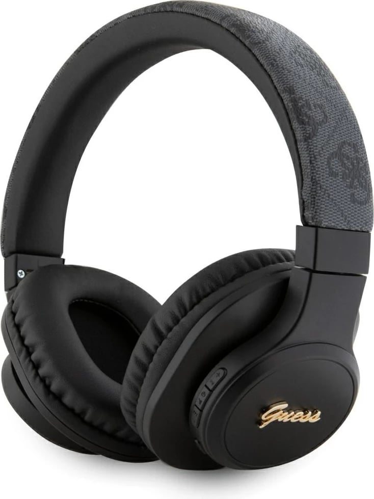 Kufje Guess Leather Tone On Tone Script 4G, Bluetooth 5.3, të zeza