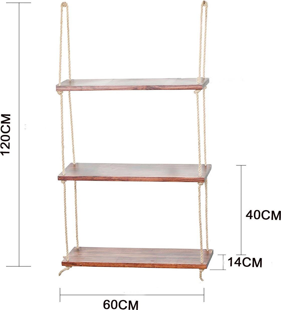 Raf muri Hanah Home, Raf236, ngjyrë arre, dru bredhi, 60x120x14cm