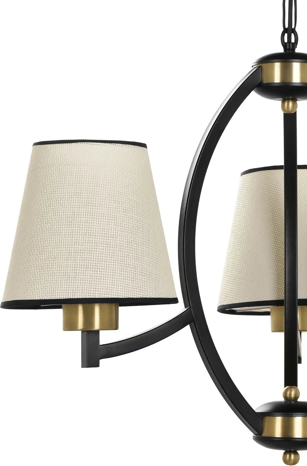 Llambë tavani Opviq Paul, 3 drita, e zezë, abazhure hasiri, ngjyrë bezhë/ari