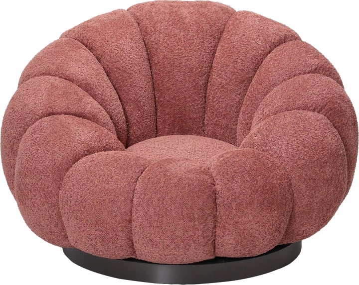 Fotel rrotullues me stol Nester, stof boucle, ngjyrë mollë e kalbur, 98x97x69cm