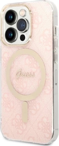 Set mbështjellës Guess GUBPP14LH4EACSP me karikues wireless për iPhone 14 Pro 6.1", rozë