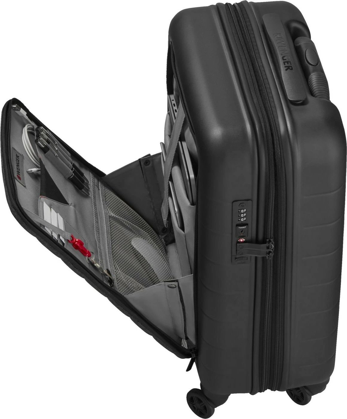 Kasë udhëtimi Wenger Syntry Carry-On me ndarje për laptop, e zezë/gri