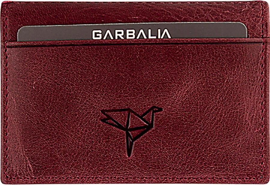 Portofol uniseks Zoozie Bags, lëkurë natyrale, ngjyrë e kuqe claret