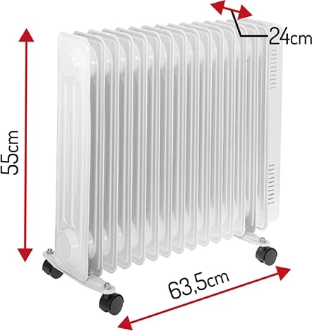 Radiator me vaj, Adler, 7819, 2500W 15 seksione, 3 nivele ngrohjeje, termostat, i bardhë