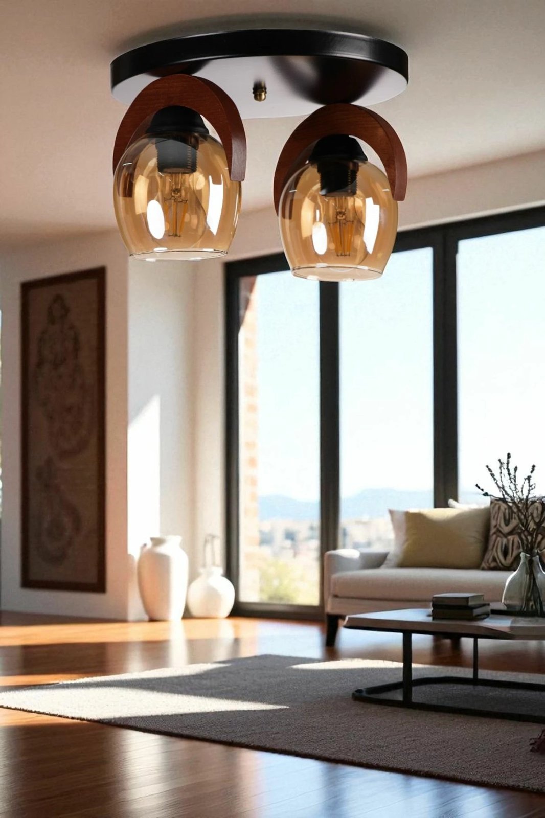 Llambë tavani Opviq, 9003-2, ngjyrë mjaltë, arre, e zezë