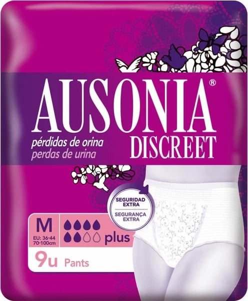 Pampers për mosmbajtje urine unisex Ausonia Discreet M Plus, 9 copë Pampers për mosmbajtje urine unisex Ausonia Discreet M Plus, 9 copë
