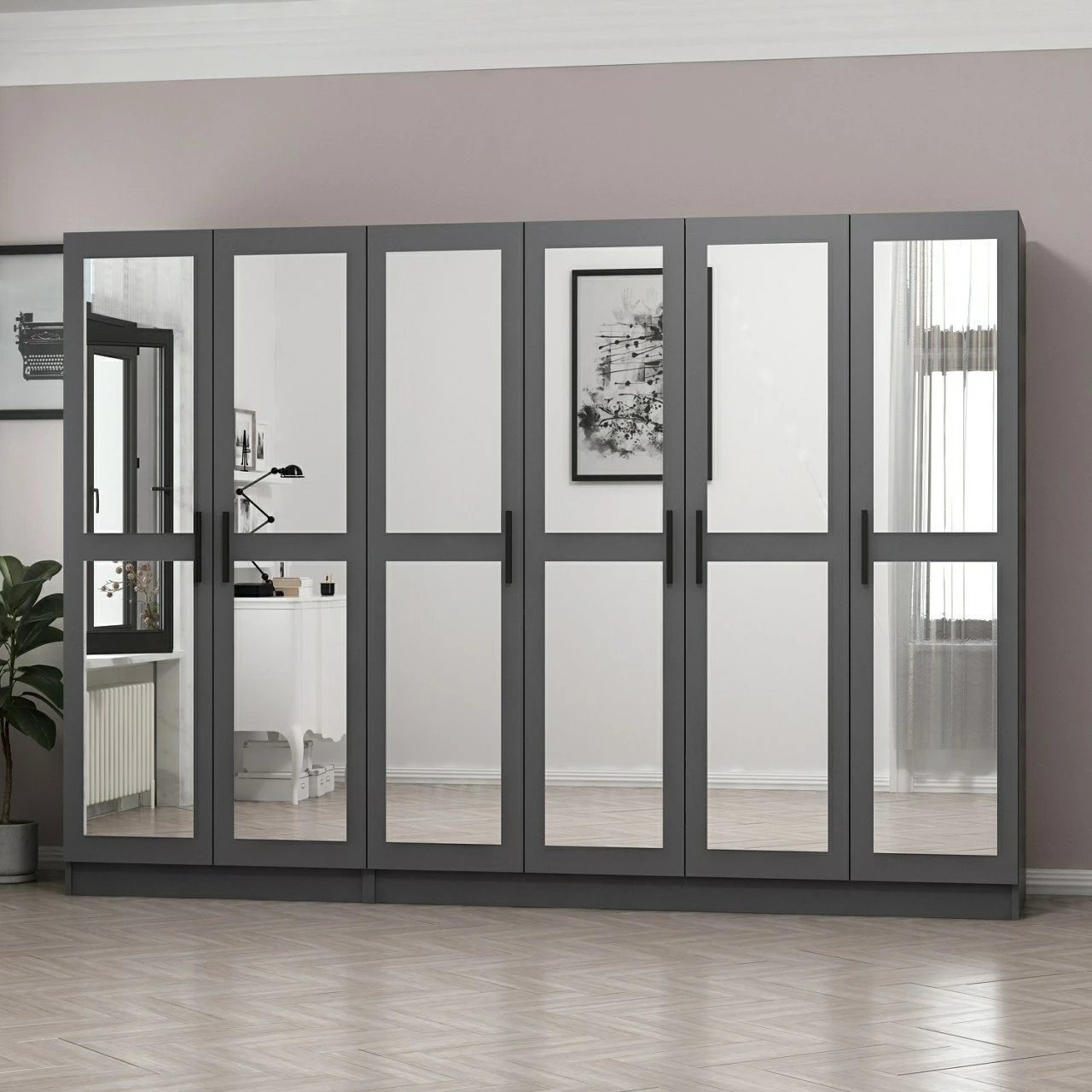 Dollap për dhomë gjumi, ngjyrë antracit, Skye Decor, 4989