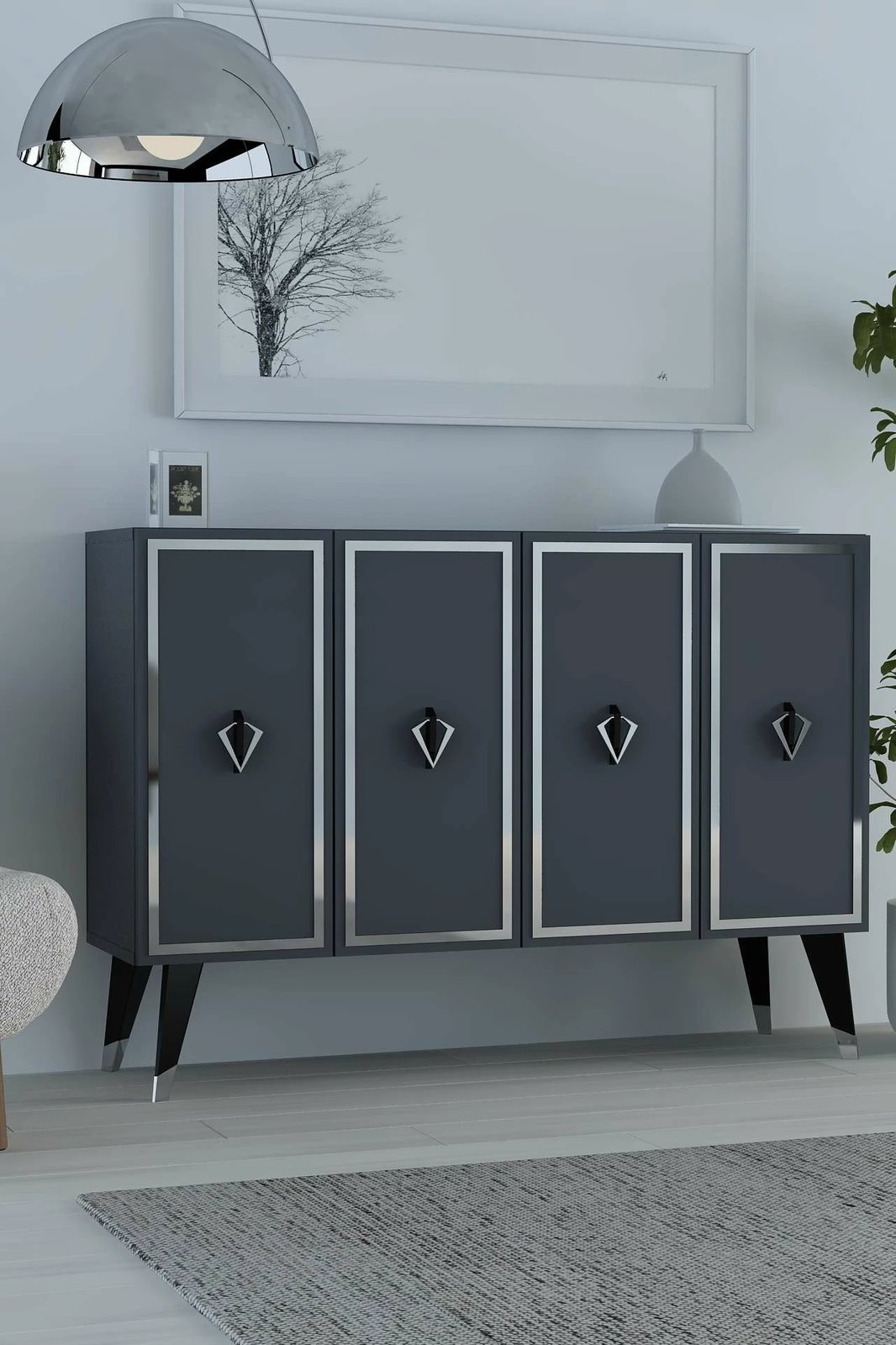 Konsol Skye Decor, 8175KM-32, antracit, e zezë, argjend