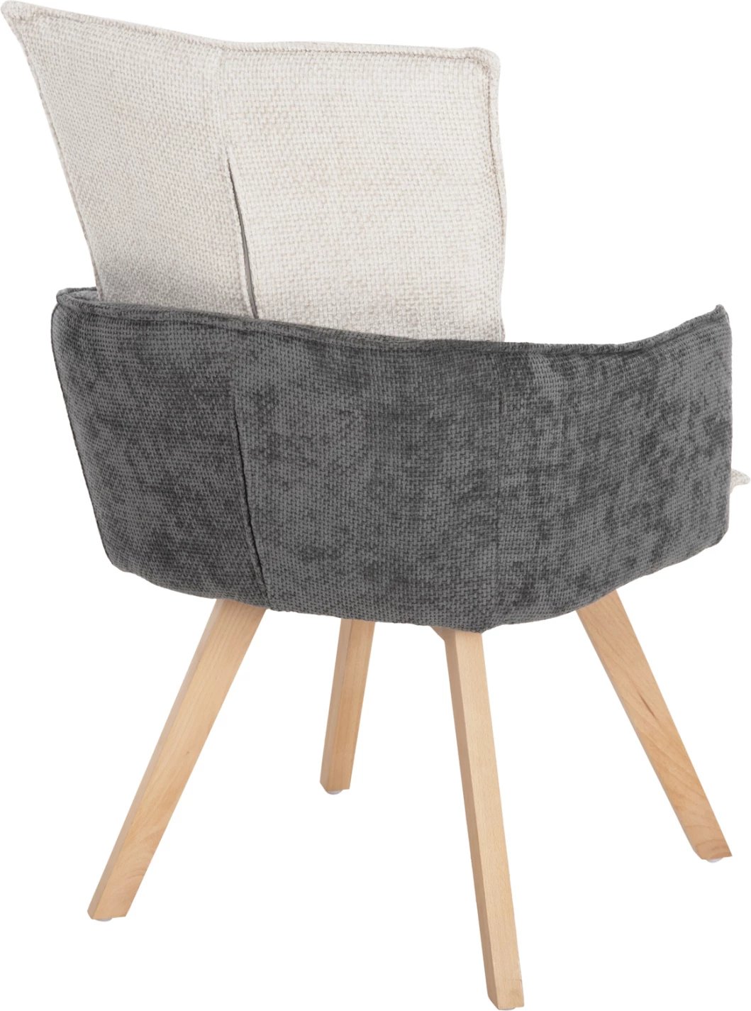 Karrige ngrënieje me krahë REX, FH9847.04, pëlhurë bezhë-gri, këmbë druri ahu, 53x60x93 cm, set prej 2 copë