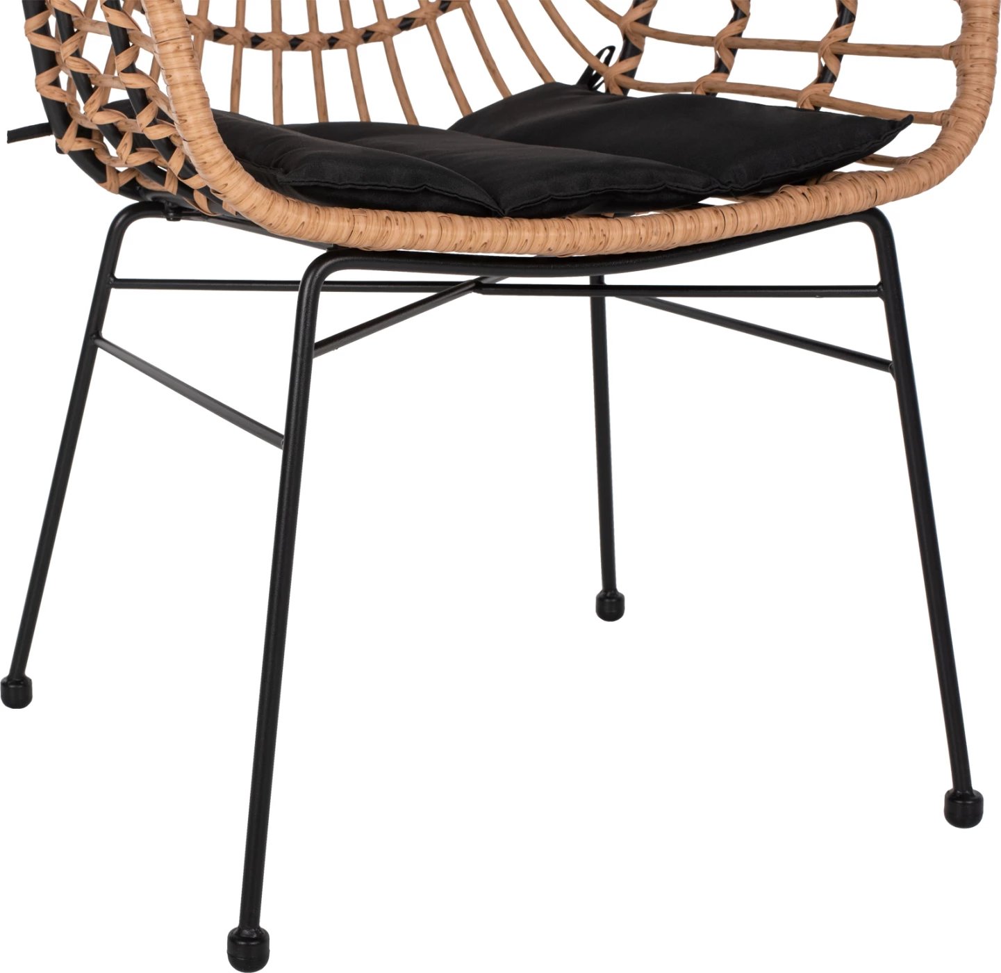 Karrige profesionale, metal i zi, rattan bezhë & jastëk, FH5864.01, 58.5x60.5x80 cm