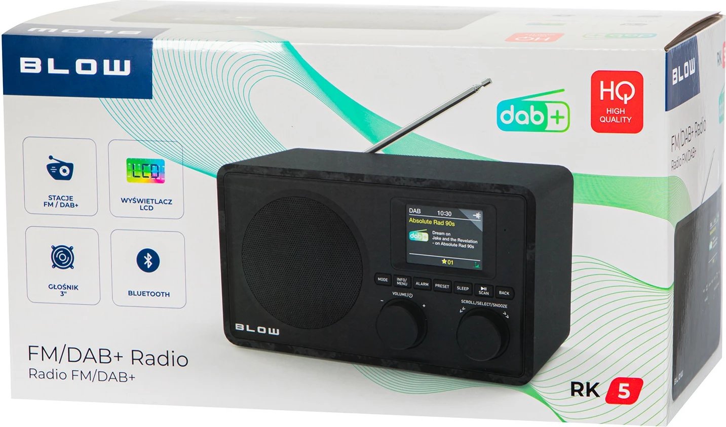 Radio, BLOW, RK5, DAB+/FM, Bluetooth, USB, 3W, e zezë