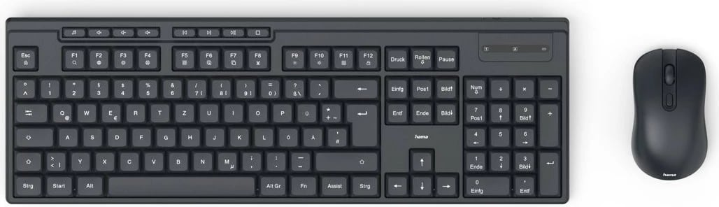 Set tastierë dhe maus pa kabllo Hama WKM-200, QWERTY, i zi