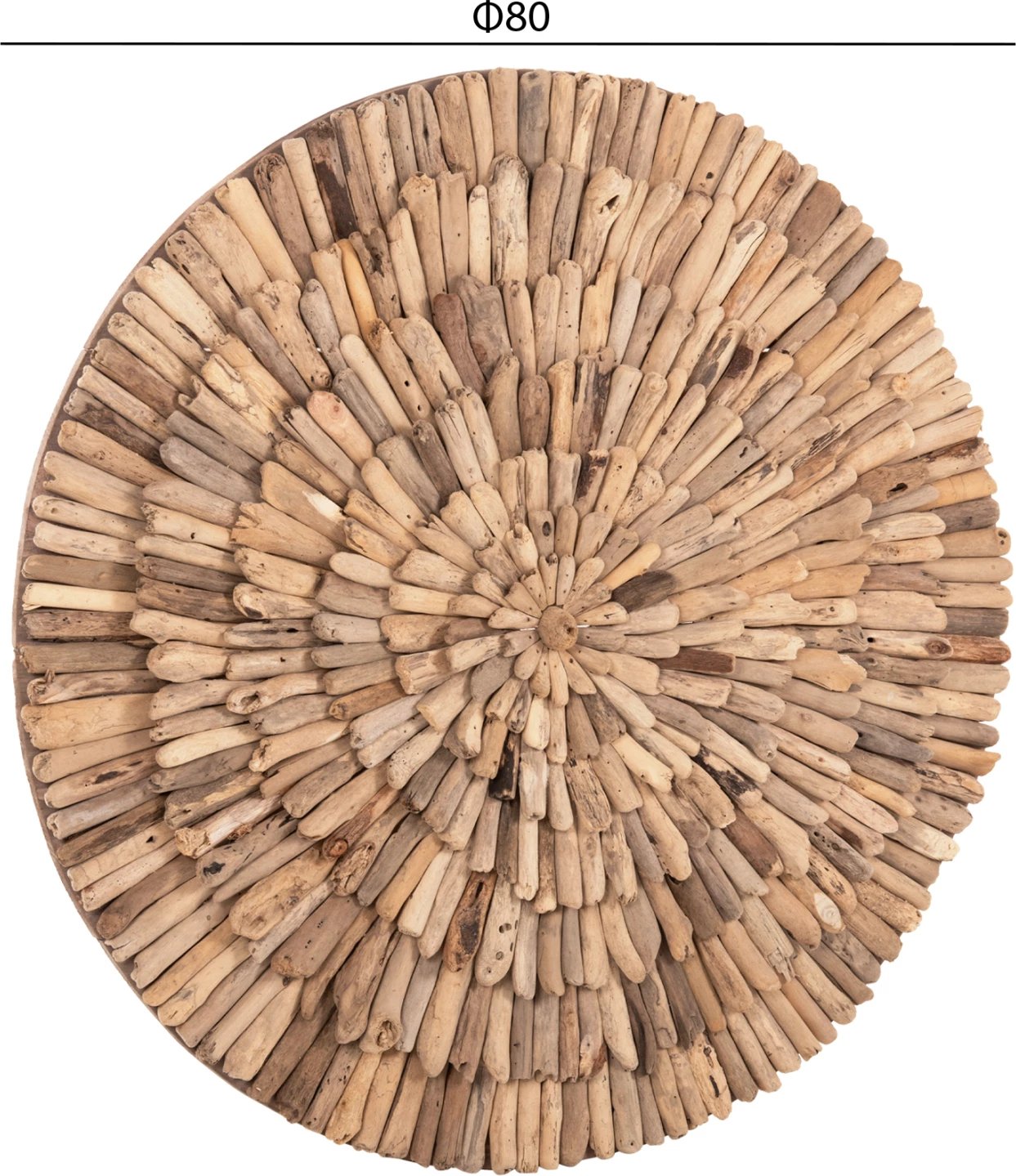 Dekorim muri i rrumbullakët CHIIKI FH4299 prej druri natyral Φ80 cm