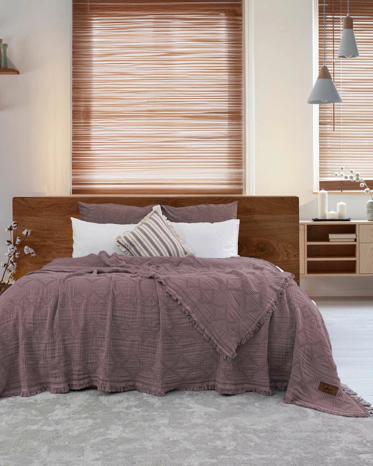 Mbulesë dyshe për shtrat, ngjyrë dusty rose, L'essentiel, Oscar