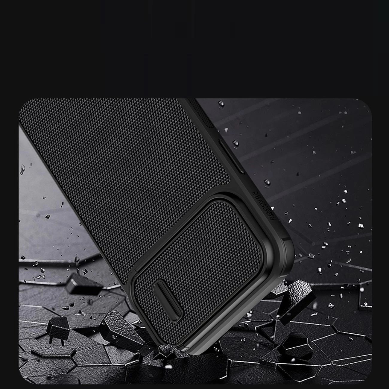 Mbështjellës Nillkin Textured S Case për iPhone 14 Pro Max, me kapak kamere, e zezë Mbështjellës Nillkin Textured S Case për iPhone 14 Pro Max, me kapak kamere, e zezë