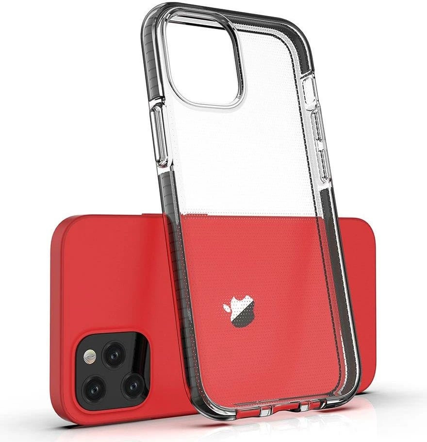 Mbështjellës celular Hurtel Spring Case TPU xhel ultra i hollë 1 mm për iPhone 13 Pro, i tejdukshëm me kornizë, i zi