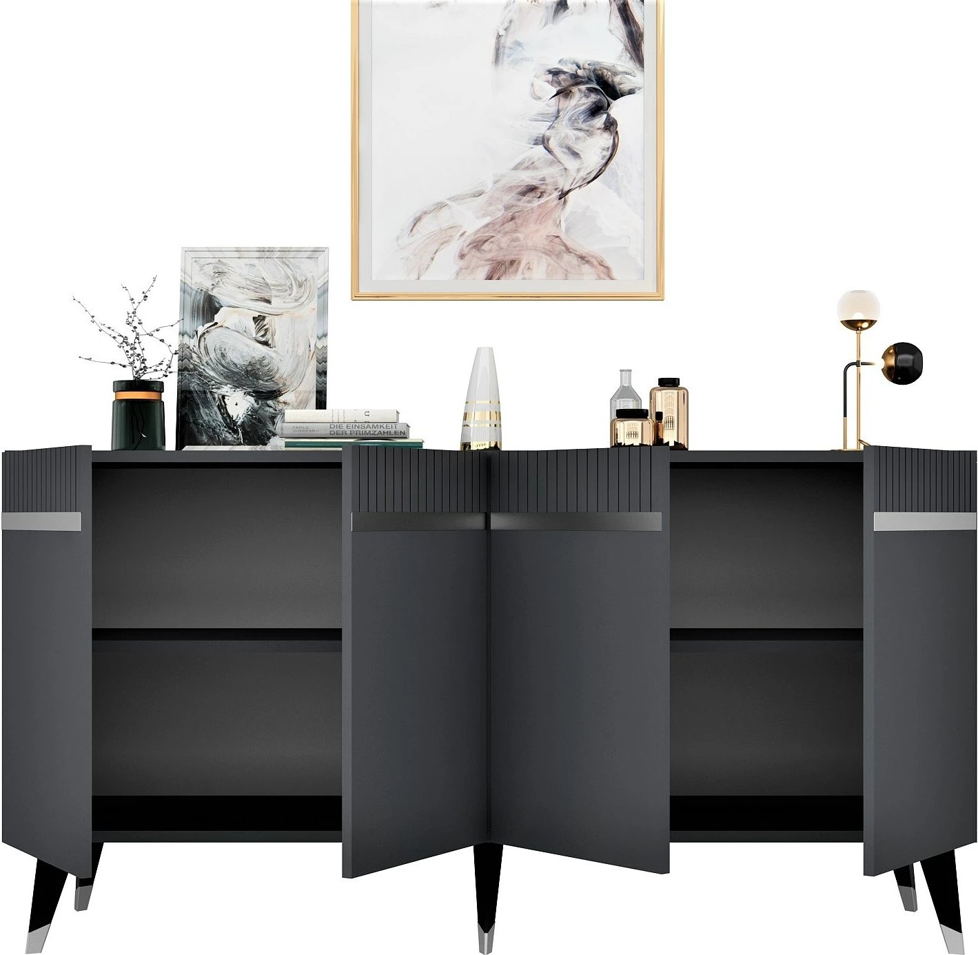 Konsolë Hanah Home, Defne, antracit, argjend