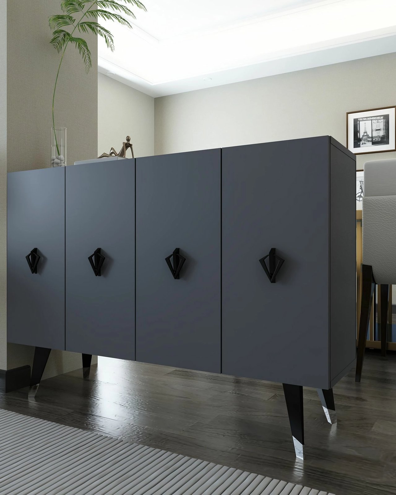 Konsol Skye Decor, anthracite, e zezë, argjend, 8166KM-32