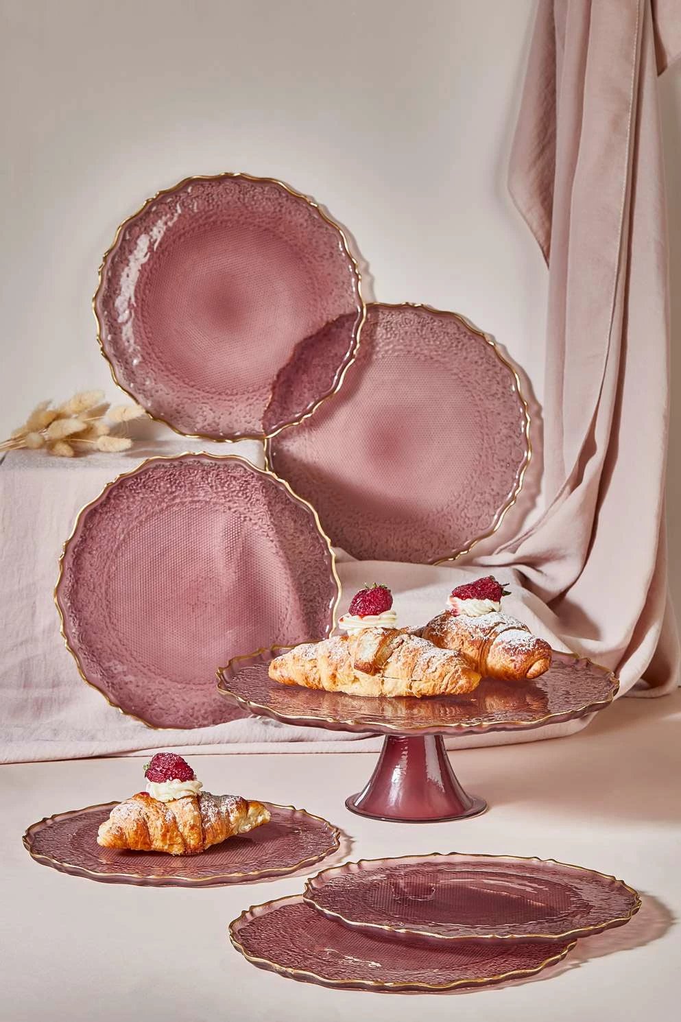 Set pjatash ëmbëlsirash (7 copë), Hermia, Goblen - ngjyrë kumbulle