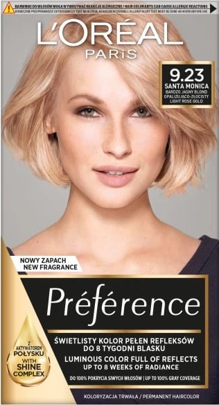 Bojë për flokë për femra L'Oreal Paris Preference 9.23 Santa Monica, 1 art