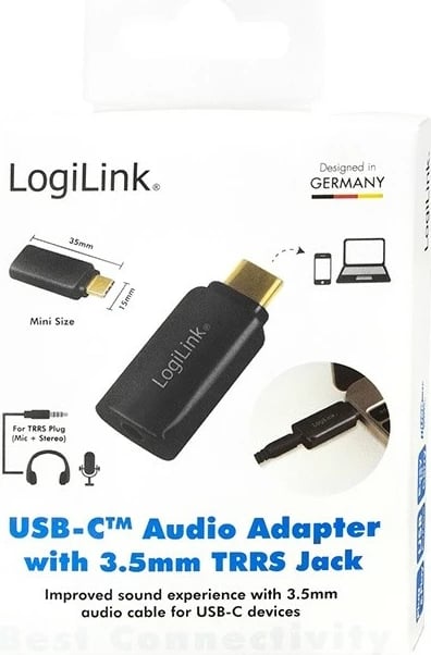 Adapter audio LogiLink UA0356 USB-C në 3.5mm minijack, i zi Adapter audio LogiLink UA0356 USB-C në 3.5mm minijack, i zi