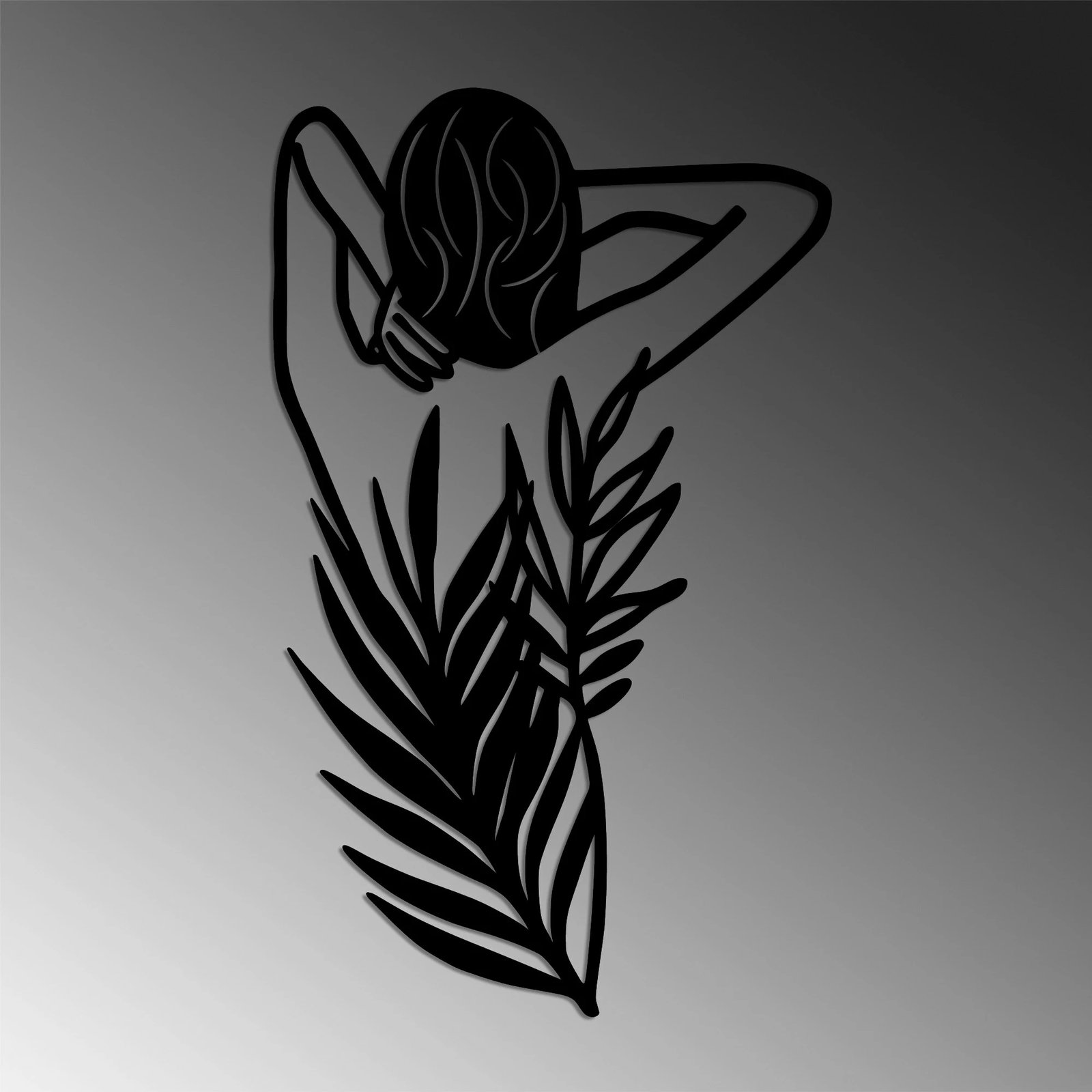 Aksesor dekorativ metalik për mur, grua me lule, Wallity